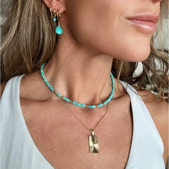 Bundle Genuine Turquoise Beaded Necklace & Bracelet Gorgeous Set High End Stone - Picture 10 of 12